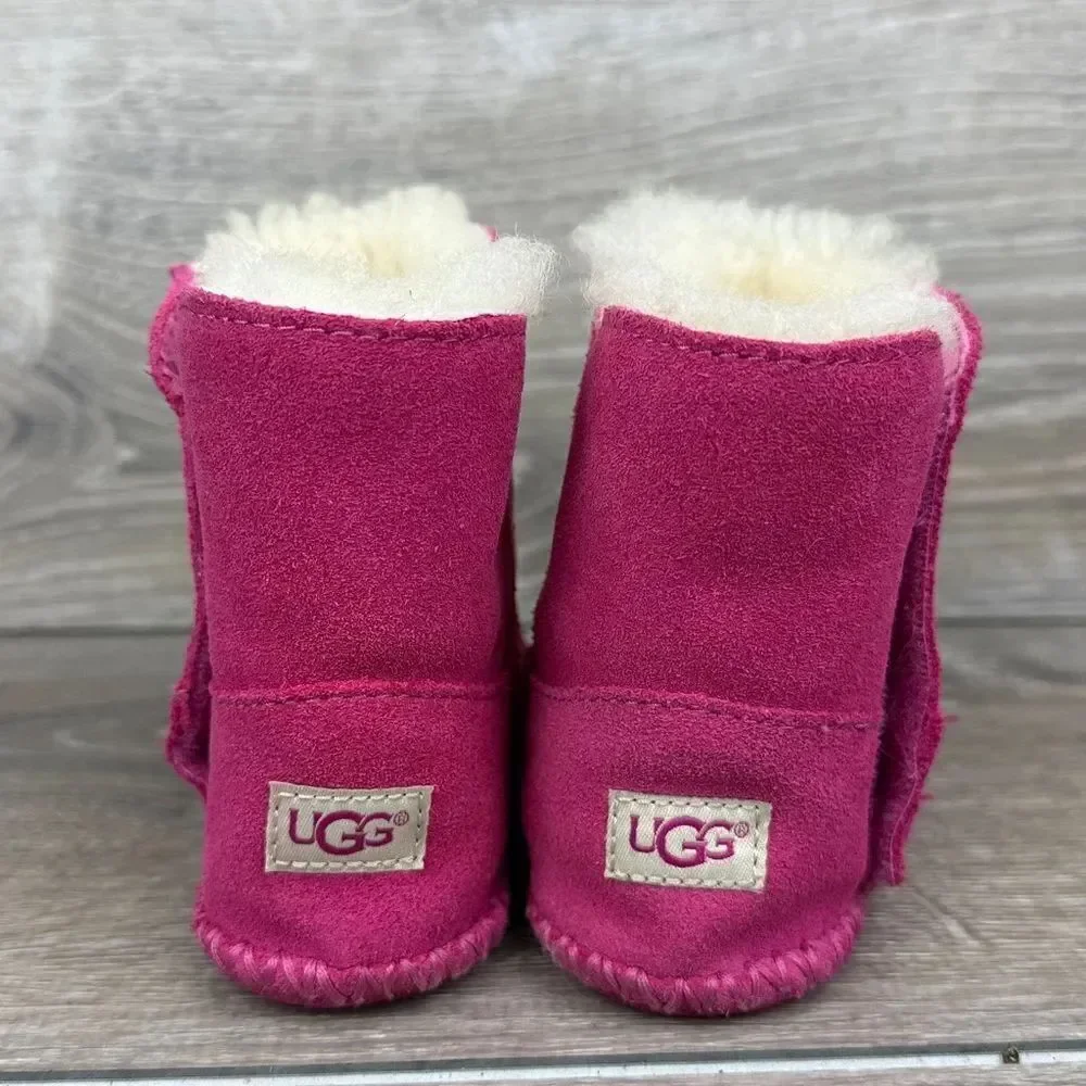 Ugg Caden Toddler Girl Sz 5 Princess Pink Suede Shearling Lined Moccasin Booties